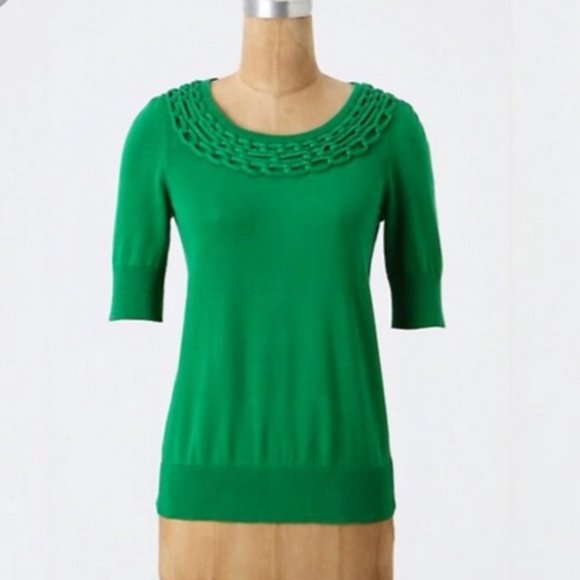 Anthropologie Tops - Anthropologie Moth Green Short Sleeve Sweater